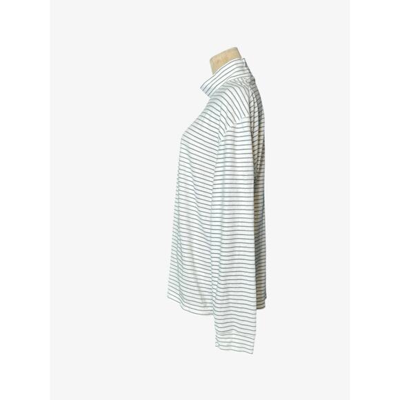 Uniqlo white gray stripes long sleeves fleece t shirt size Large - Picture 6 of 10